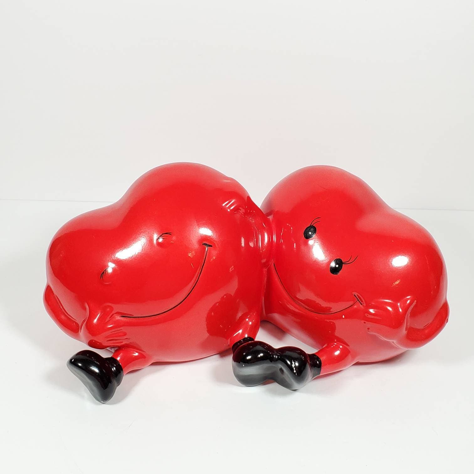 Vintage Heart Bank Pair of Hearts Red Ceramic Heart Piggy Bank | Etsy