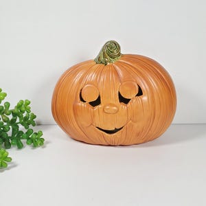 Vintage Pumpkin Light Ceramic Halloween Decor Jack O Lantern Light Up Halloween Pumpkin
