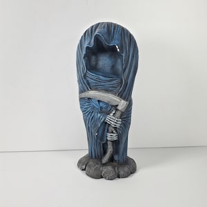 Vintage Grim Reaper Figurine Ceramic Halloween Figure Halloween Decor Grim Reaper Scythe Goth