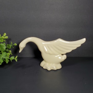 Vintage Goose Figurine Yellow Ceramic Goose Duck Figure Silly Goose
