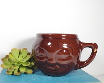 ヴィンテージ スマイリーフェイスマグカップ 2個セット ガラス製