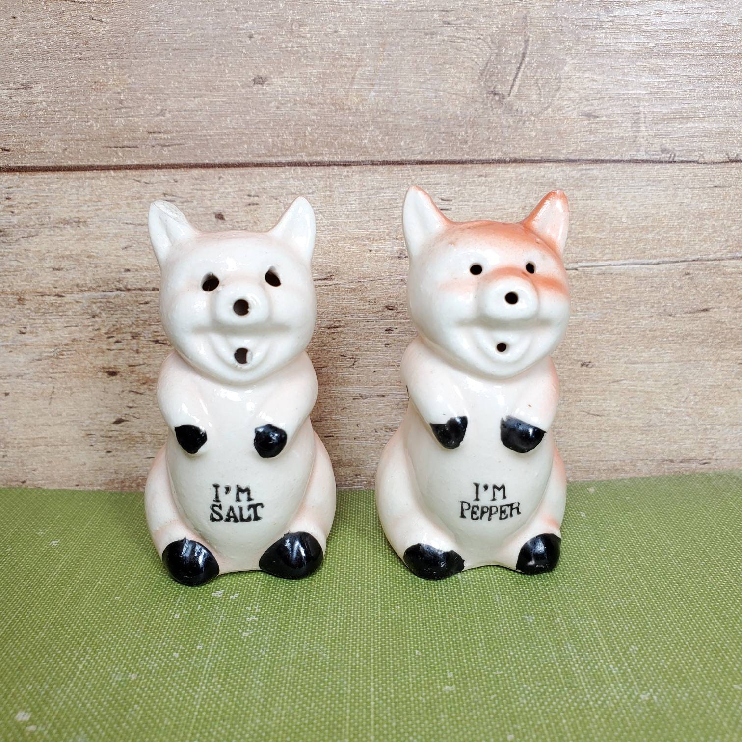 Vintage Pig Salt and Pepper Shaker Set Ceramic Pig Figurine Etsy
