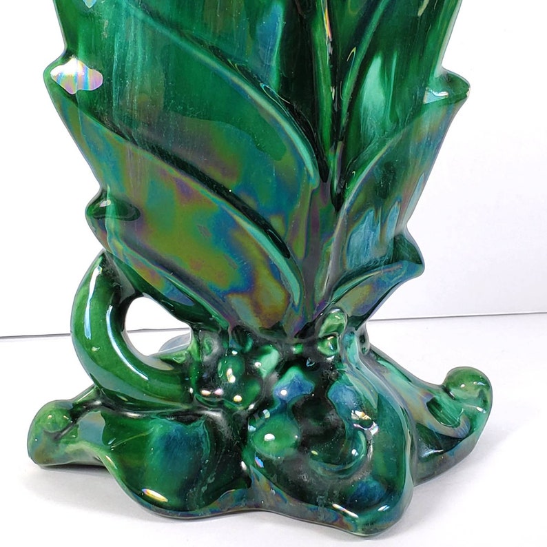 Vintage Royal Haeger Pottery Leaf Vase Green Agate Glaze R320 | Etsy