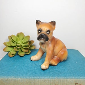 Vintage Boxer Dog Figurine Brown Black Porcelain Dog Figurine Boxer Puppy Dog Made in Japan