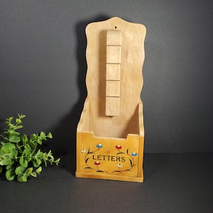 Vintage Mail Organizer Letter Holder Floral Painted Wood Mail Letter Sorter Wood Bill Mail Organizer Wall Mounted