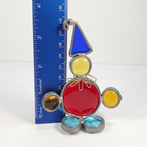 Vintage Clown Figurine Colored Glass Circus Clown Suncatcher Red Blue Stained Glass Clown image 9