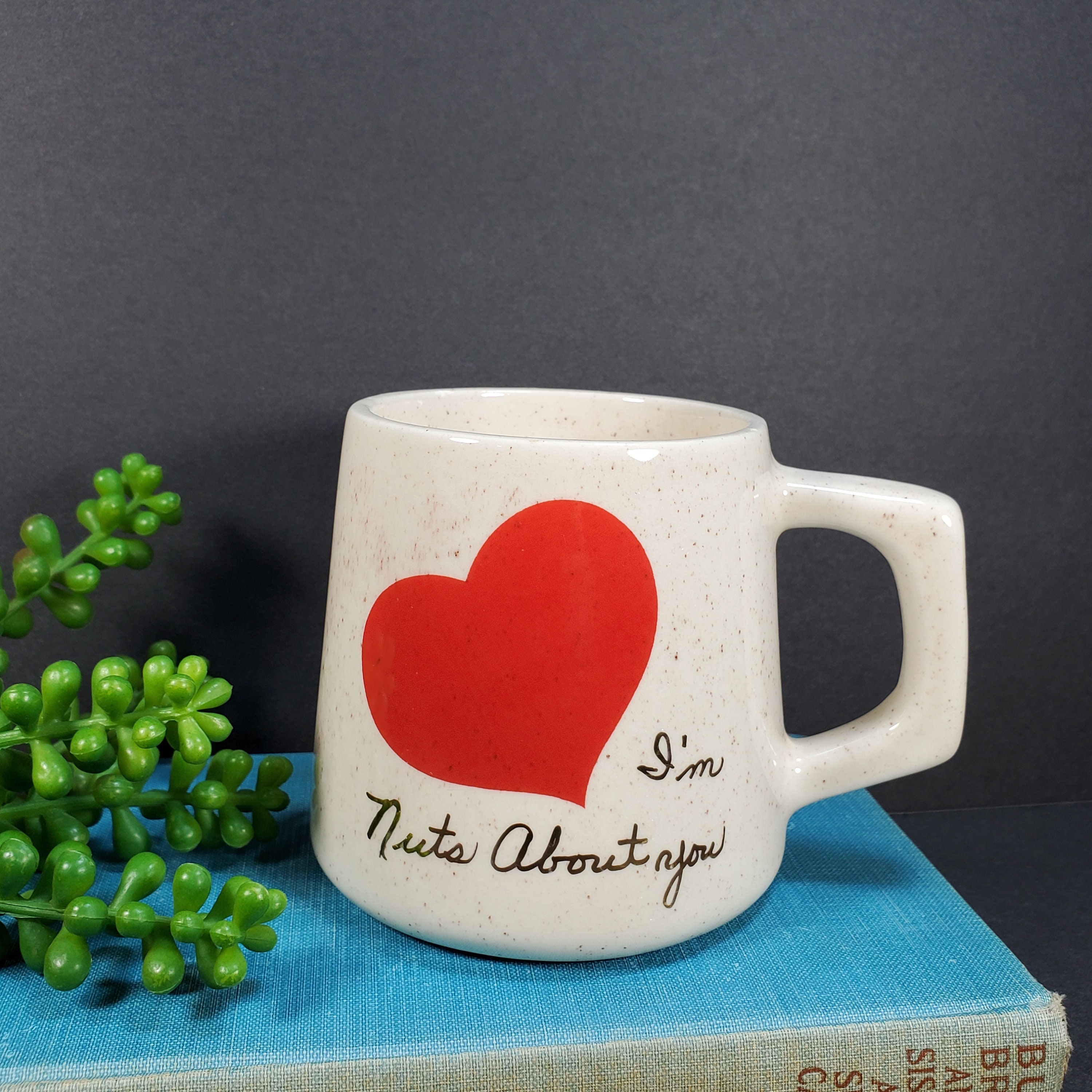 Vintage Heart Mug I'm Nuts About You Coffee Mug Speckled Vintage Heart Mug I'm Nuts About You Coffee Mug Speckled