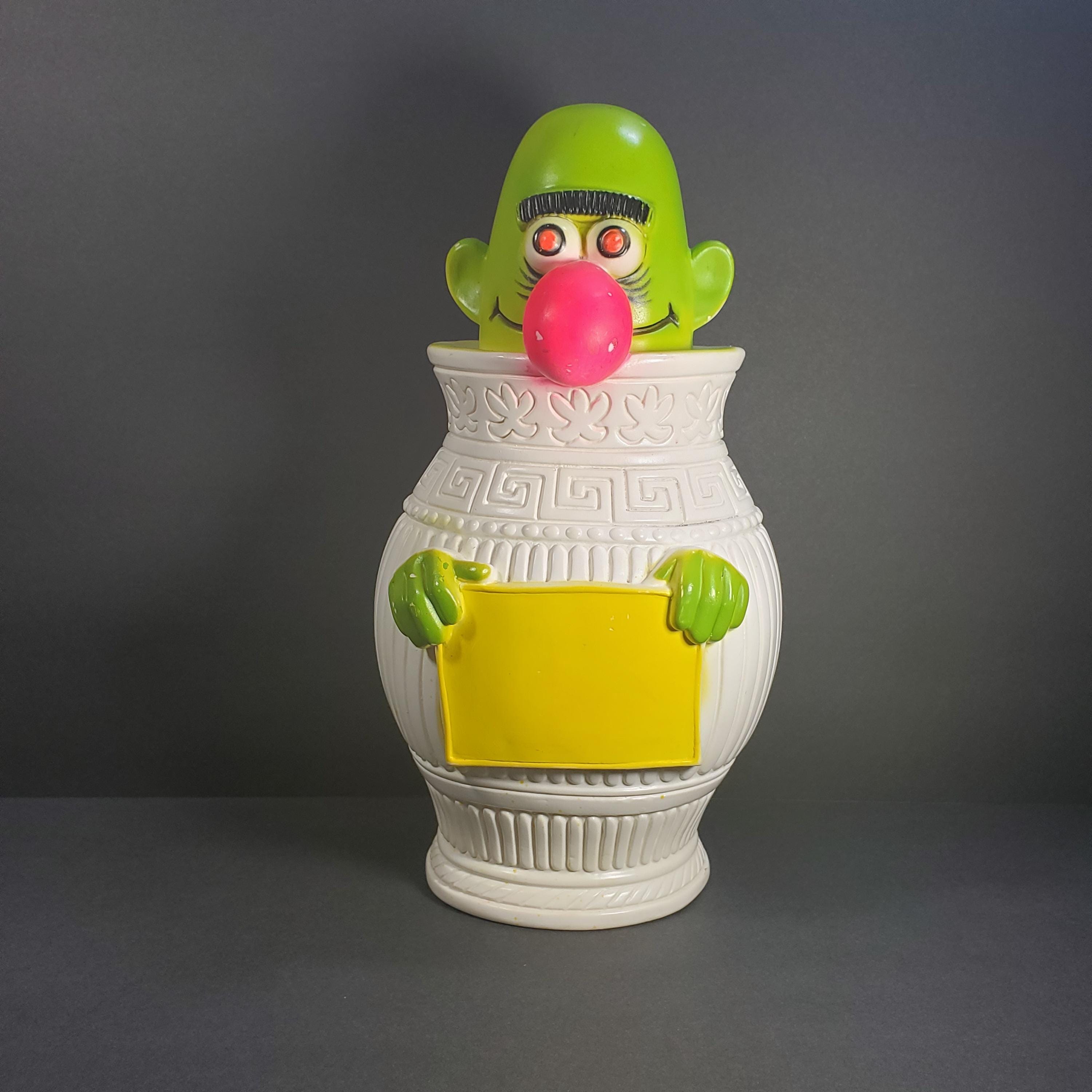 Vintage Monster Bank Play Pal Plastics 1971 Pink Big Nose Green