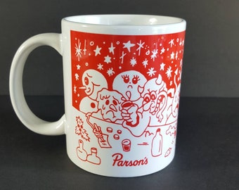 Vintage Snowman Mug Winter Christmas Holiday Parson&#39;s Mug Designed by Artist Louie Capozzoli Bar Scene Bar Drunk Snowmen Devil Funny Mug