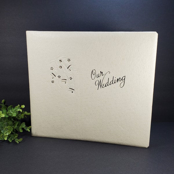 Vintage Wedding Album White Gold Wedding Memories Book Wedding Photo Album Gold Hinge Made in USA