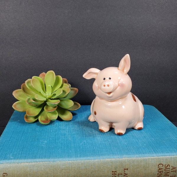 Vintage Pig Figurine Josef Originals Pink Ceramic Pig Card Holder Piggy Piglet Hog Figurine Photo Holder Photo Display