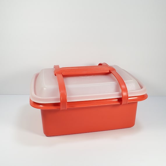 Vintage Tupperware Lunch Box Pak N Carry Orange Plastic Food