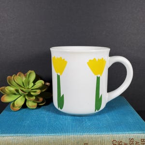 Vintage Flower Mug Yellow Tulip Rose Floral Coffee Mug