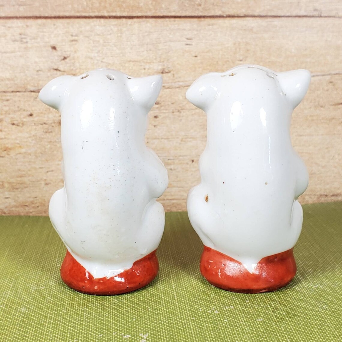Vintage Pig Salt and Pepper Shaker Set Ceramic Red White Pig Etsy