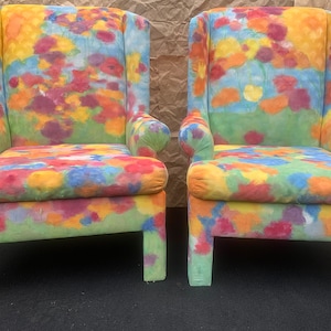 SOLD** Hand-Painted Floral Chairs: Colorful Wildflower Furniture Art **SOLD**