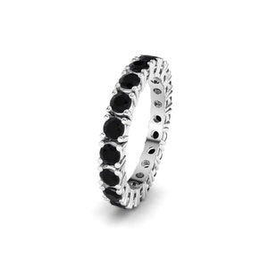 925 Silver Black Eternity Ring Black Stone Ring For Women Art Deco Black Spinel Ring Black Stone Engagement Ring Black Stone Stack Ring