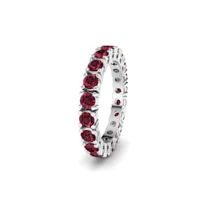 Beautiful Red Garnet Eternity Band Art Deco Garnet Ring Eternity Ring Women Garnet Ring Silver Garnet Engagement Ring Garnet Wedding Band