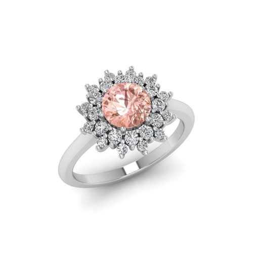 Natural Morganite Ring Rose hotsell Gold Morganite Engagement Ring Silver Art Deco Engagement Ring For Women Flower Ring For Women Sterling Silver