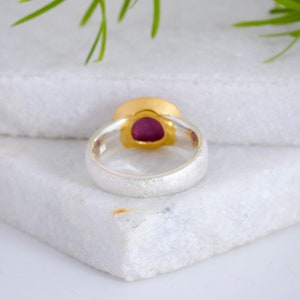 Silver Ruby Ring For Women Handmade Ruby Ring Oval Gemstone Ring Faceted Ruby Ring Unique Piece Sterling Silver Ring Statement Ring For Her image 6