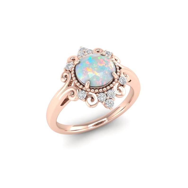 Beautiful Opal Engagement Ring Rose Gold Opal Ring for Women - Etsy