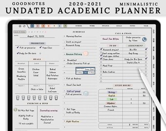 Grey Academic Digital Planner: Undated, Daily, Weekly, Monthly (GoodNotes Template)