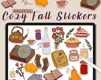 Cozy Fall Sticker Set - GoodNotes Digital Stickers - Notability Stickers - Digital Stickers - Fall Stickers - Sticker Sheet - PNG Stickers