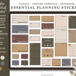 Essential Planning Digital Stickers - Dark Academia theme digital stickers for digital planners - GoodNotes Stickers - Planner Stickers