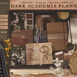 Dark Academia Digital Planner Undated Monday Start for GoodNotes - iPad Planner - Digital Planner Book Journal Aesthetic Planner Calendar