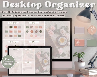 Botanical Desktop Wallpaper Organizer: Mac Folder Icons (Digital Download)
