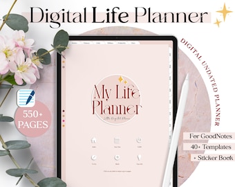 Undated Digital Life Planner: GoodNotes Compatible, Productivity & Wellness (PDF)