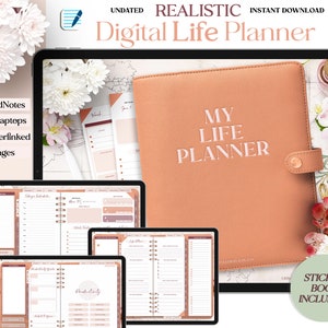 Realistic Digital Planner My Life Planner Undated Feminine GoodNotes Planner Noteshelf Finances Goal Planning Fitness Daily Planner Template