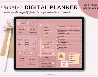 Undated Digital Life Planner: Habit Tracker for GoodNotes, Notability (iPad & Tablet)