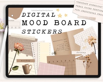 Digital Mood Board Stickers: Paper Texture Bujo Planner (GoodNotes)