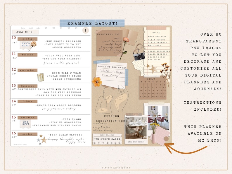 Digital Mood Board Sticker Set Goodnotes Sticker Pack Etsy