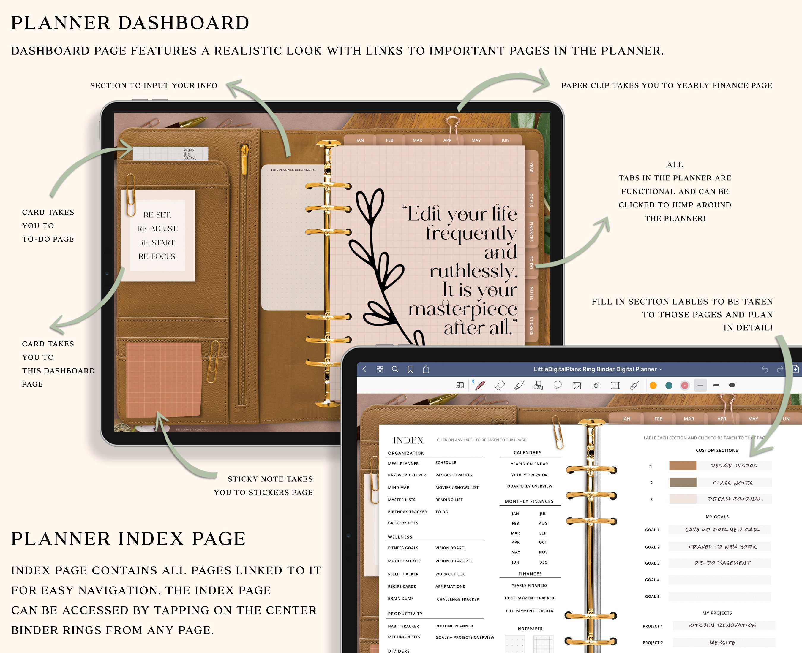 Realistic Digital Ring Binder Planner iPad GoodNotes Digital Etsy