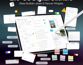 LifeOS Digital Planner Stickers | GoodNotes, iPad PNG Stickers | Digital Journal Stickers