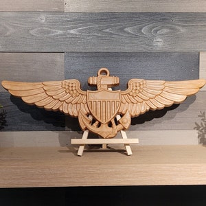 US Navy Wings, Naval Aviator Wings, 3D Carved Aviator Wings, Navy Pilot Wings, Navy Gifts, Retirement - Wood Aviator Wings