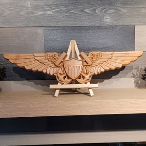 Naval Flight Officer Aviator Wings, NFO, 3D Carved Aviator Wings, Navy Pilot Wings, Navy Gifts, Retirement, Wall Hanging