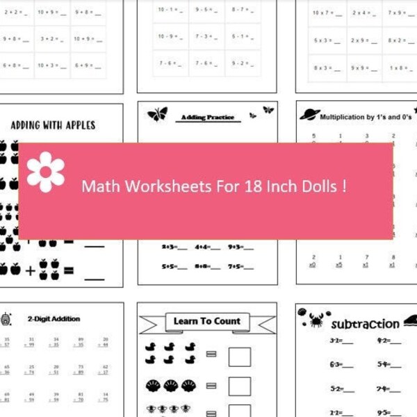printable mini math worksheets for 18 Inch dolls