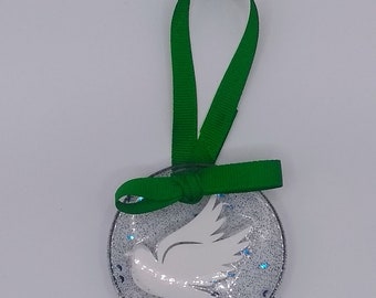 Homemade Clear Resin Christmas Ornament - Dove
