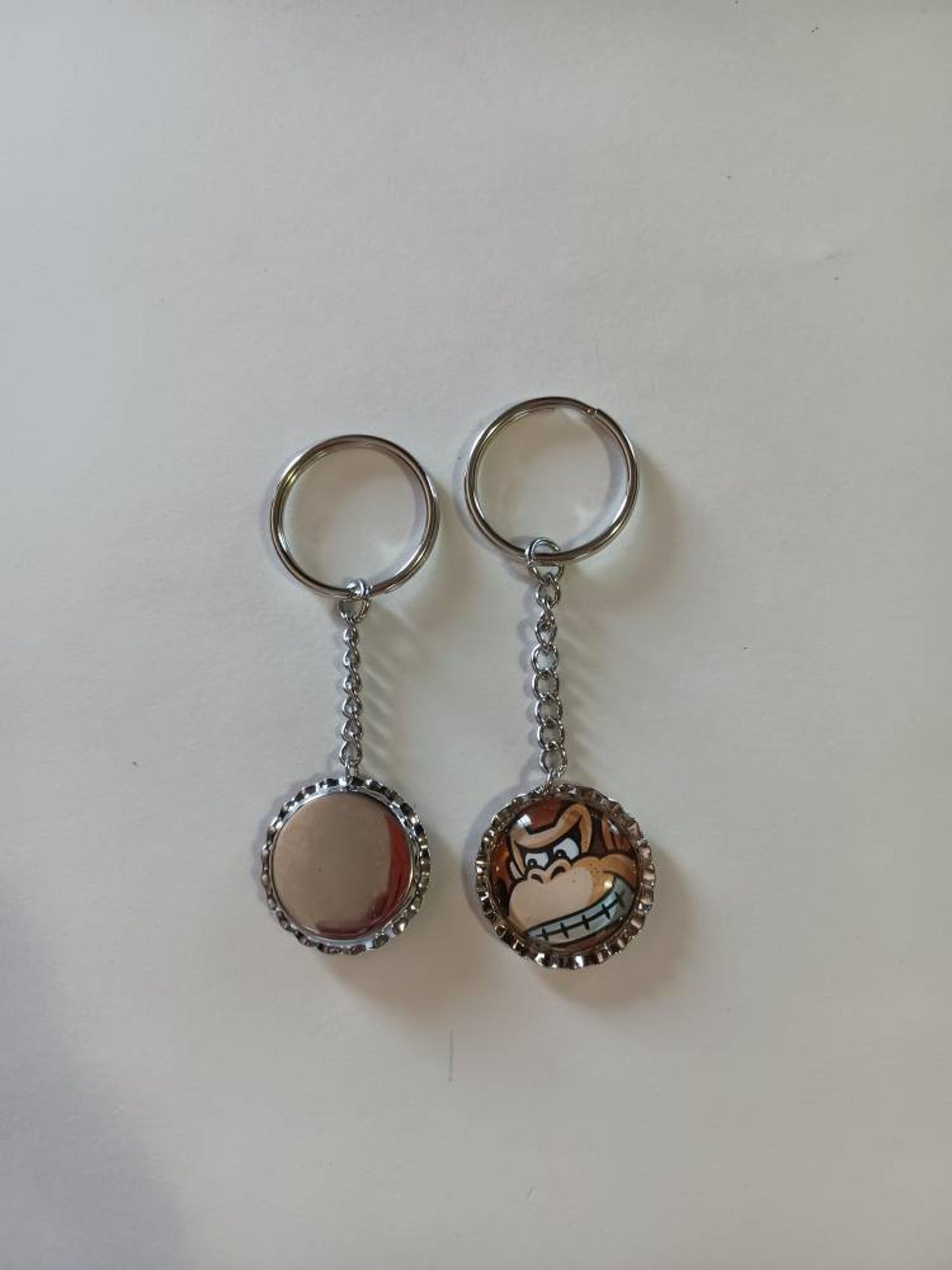 Homemade Silver Bottle Cap Keychains W/ Glass Set Duo Video Etsy