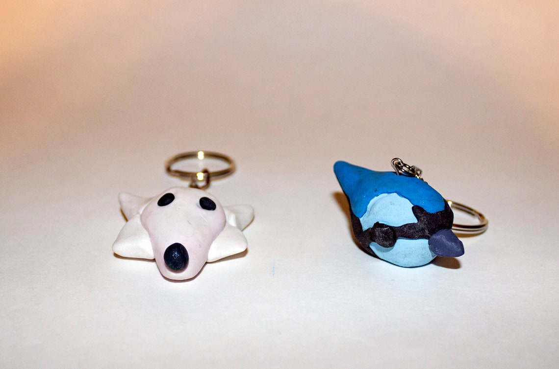 Homemade Polymer Clay Animal Key Chains White Wolf and Blue Etsy