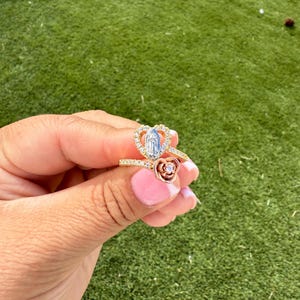 Anillo Ajustable Virgen María Rosa. Anillo Virgen De Guadalupe Rosa