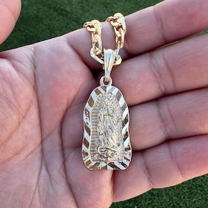 Jungfrau Maria Vergoldete Halskette. Virgen De Guadalupe Cadena Oro Laminado