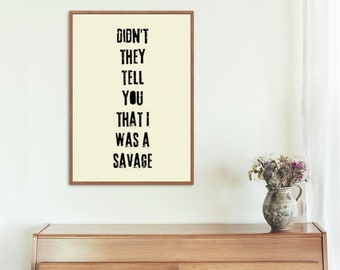 Rhianna inspired 'Savage' Lyrics printable poster A2 (420mm x 594mm)