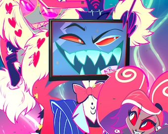 Hazbin Hotel the Vees Poster - Vox, Velvette & Valentino (8x10