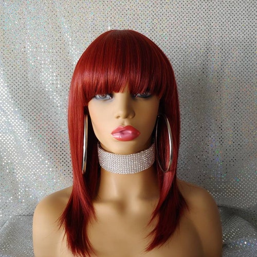 Brown wig with with bangs-wigs for white women-wigs for black women