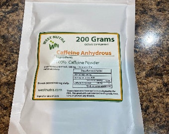 Bulk Caffeine Anhydrous (99%) 200 grams