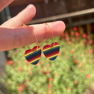 Rainbow Pride Stripe Earrings – Handmade Polymer Clay in Multiple Shapes