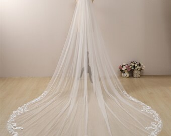 JOE TA.V.007Custom Floral VeilLace wedding veilOne Tier Flower VeilRoyal Cathedral Wedding Veil Cathedral Wedding Veil